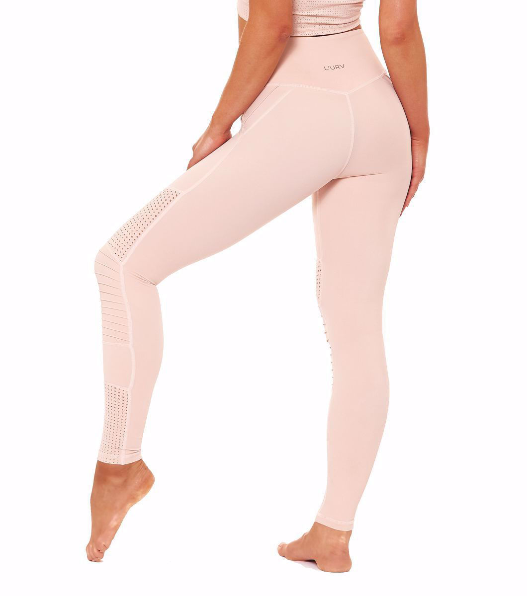 L'urv Race Ready Moto, Blush - Rare High Fashion Women's Sport Legging  With Detail Stitching, MG Activewear