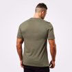 MGactivewear Model wear Men Sports T shirt Green Wash Bronx Back Profile