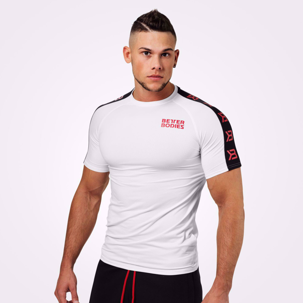 MGactivewear Ecommerce Product Shot of White Tribeca Men Sports Tee Front Profile