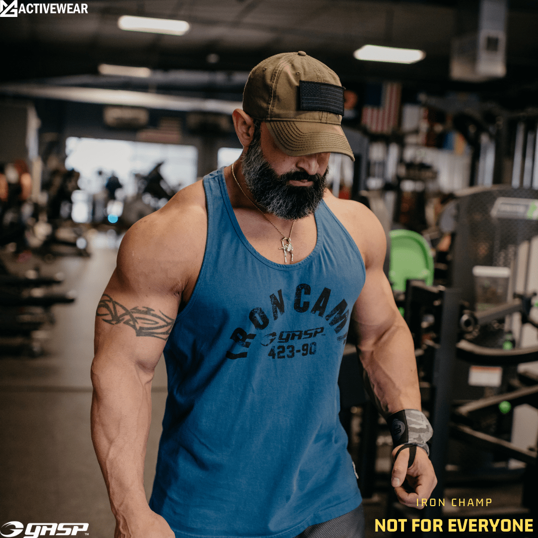 Gasp Bodybuilding Tank in Blue MG ACTIVEWEAR PRO QUALITY GYM WEAR