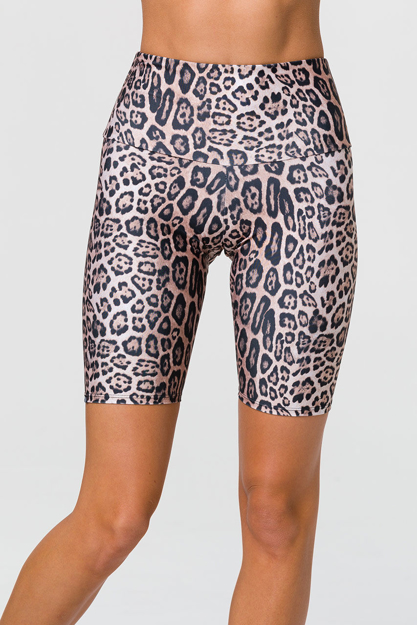 High Rise Bike Short Leopard Front