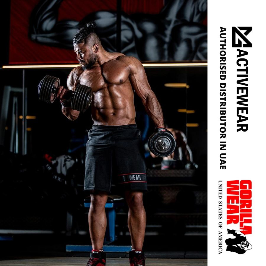 GORILLA WEAR Functional Mesh Shorts - Black/Red, 100% Polyester Athletic Shorts - View #5