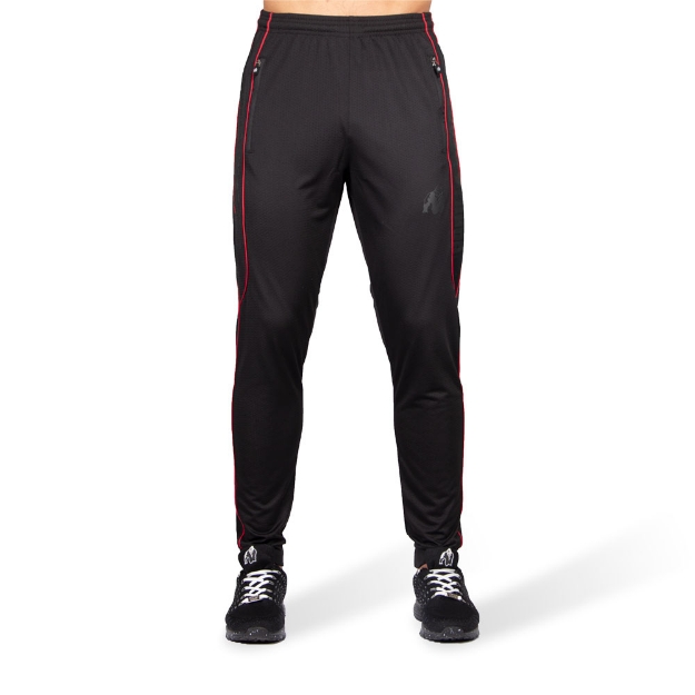 Branson Men Track Pant in Black Red | Gorilla Wear