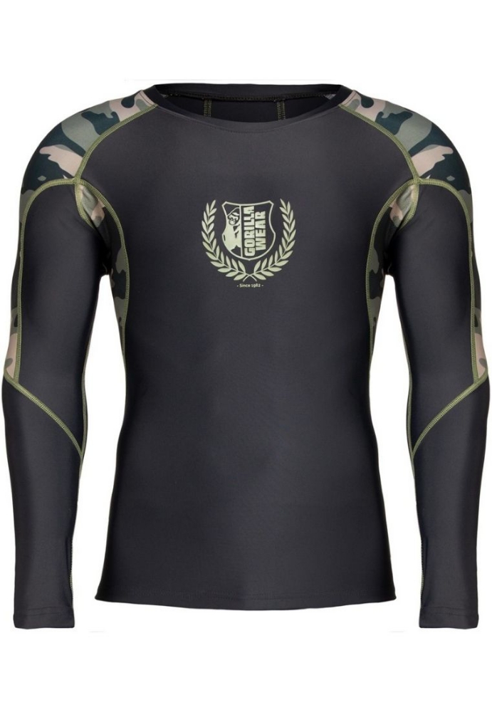 Gorilla Wear Lander rashguard - army green camo tactical compression shirt for MMA and field training