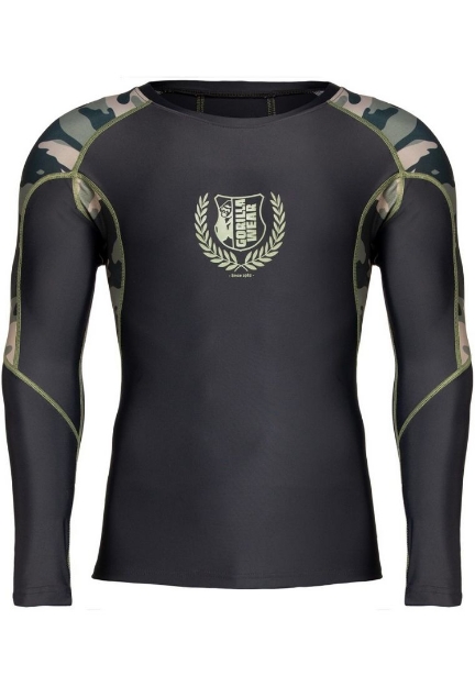 Gorilla Wear Lander rashguard - army green camo tactical compression shirt for MMA and field training