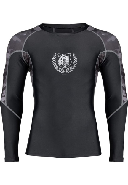 Picture of Gorilla Wear Lander Rashguard Long Sleeve  | Black Gray - Men Compression Base Layer For MMA & GYM Training