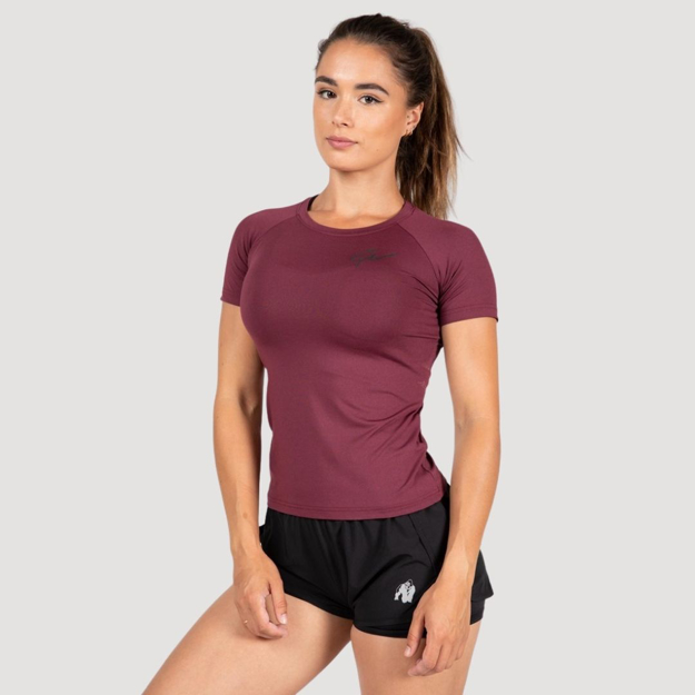 Wear | Burgundy Red - Fitted Workout T-shirt For | MG ACTIVEWEAR