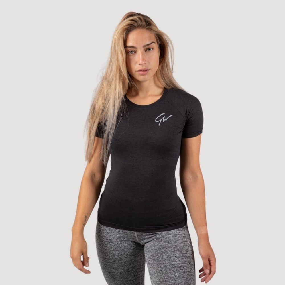 صورة Gorilla Wear Holly Women Gym T-shirt | Black | Slim Fit 