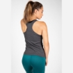 Slim-fit stringer design of Gorilla Wear Aspen tank top in dark gray.
