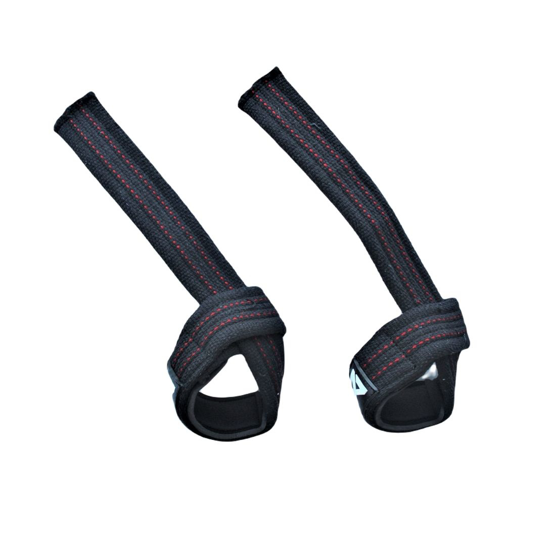 MG STRONGMAN LIFTING WRIST STRAPS BLACK RED Padded Lifting straps for Bodybuilding, Power