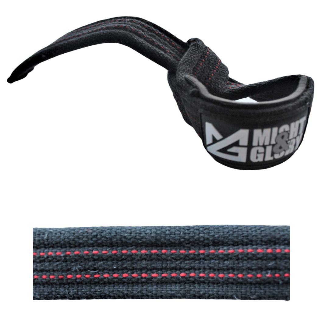 MG STRONGMAN LIFTING WRIST STRAPS BLACK RED Padded Lifting straps