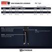 Size Chart for Seamless Legging 