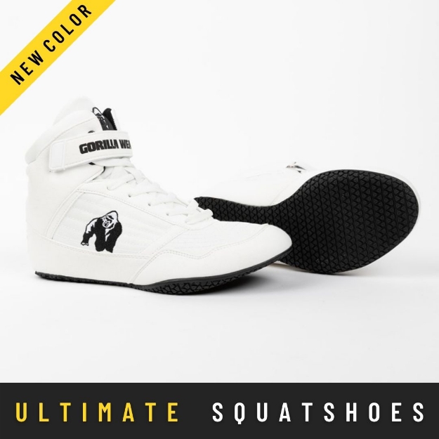 Explore the Gorilla Wear High Tops in White, the ultimate bodybuilding shoes designed for weightlifting. Featuring a flat sole, superior ankle support, durability, optimal grip, and breathability. These high-top shoes make a bold fashion statement while enhancing your training experience. Shop online in UAE for the perfect blend of style and functionality.
