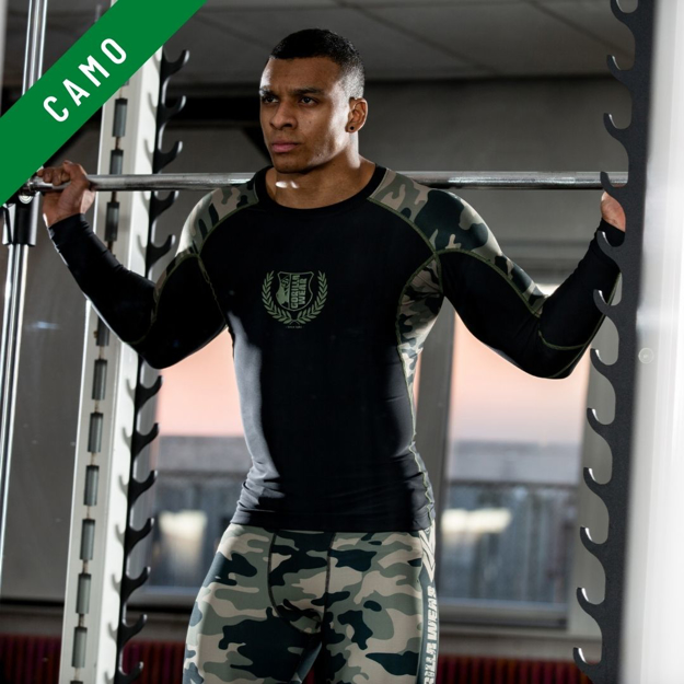 Picture of Gorilla Wear Lander Rashguard Long Sleeve  | Army Green Camo - Men Compression Base Layer For MMA & GYM Training