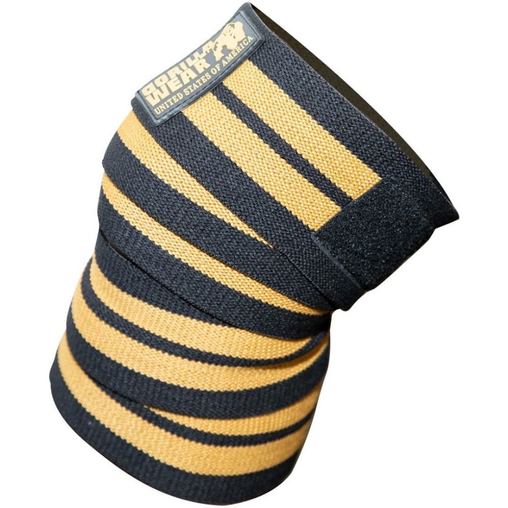 صورة Gorilla Wear Gym Knee Wraps | Black Gold Edition | 200 CM Lenght