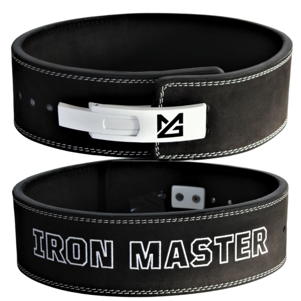 Might&Glory Iron Master 10mm lever belt - black with white embroidery & buckle
