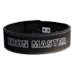Iron Master white embroidery on back of powerlifting belt