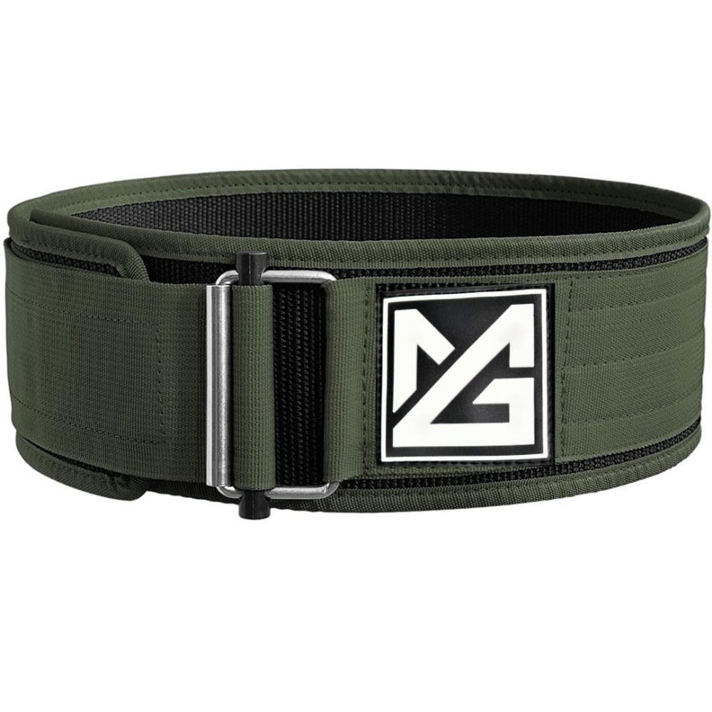 Might&Glory QuickLock nylon gym belt - black 4-inch flexible weightlifting belt with quick-release buckle