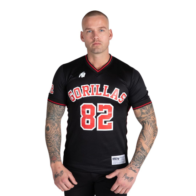 Picture of Gorilla Wear San Mateo  | Black Red - Men Sports T-shirt | Regular Fit