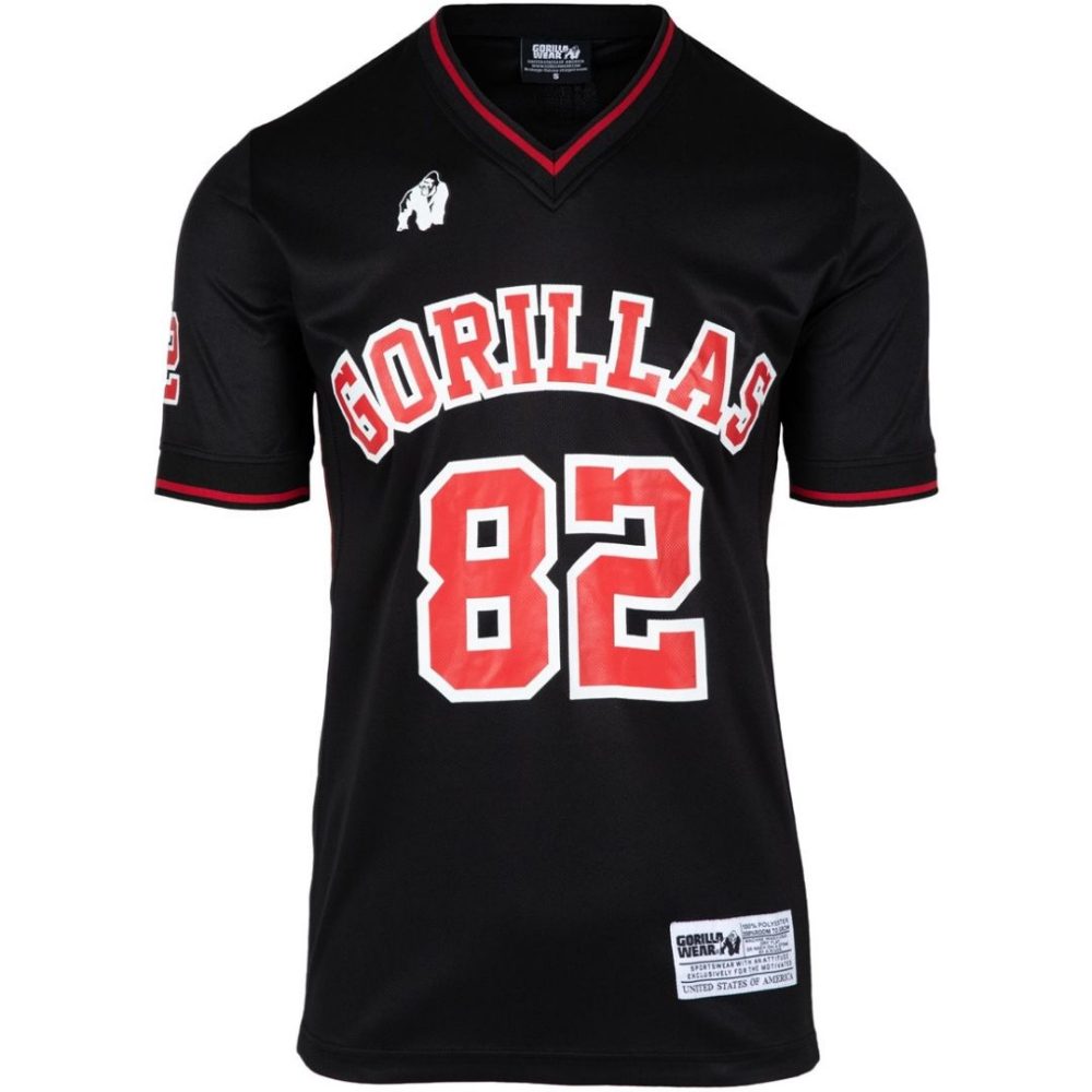 صورة Gorilla Wear San Mateo Men Gym T-Shirt | Black Red | Athletic Fit