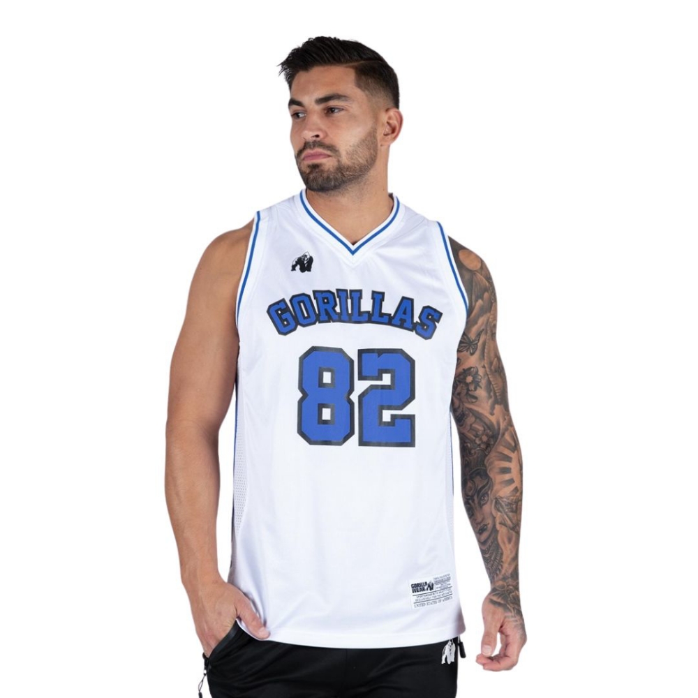 Gorilla Wear San Mateo white and blue jersey tank top