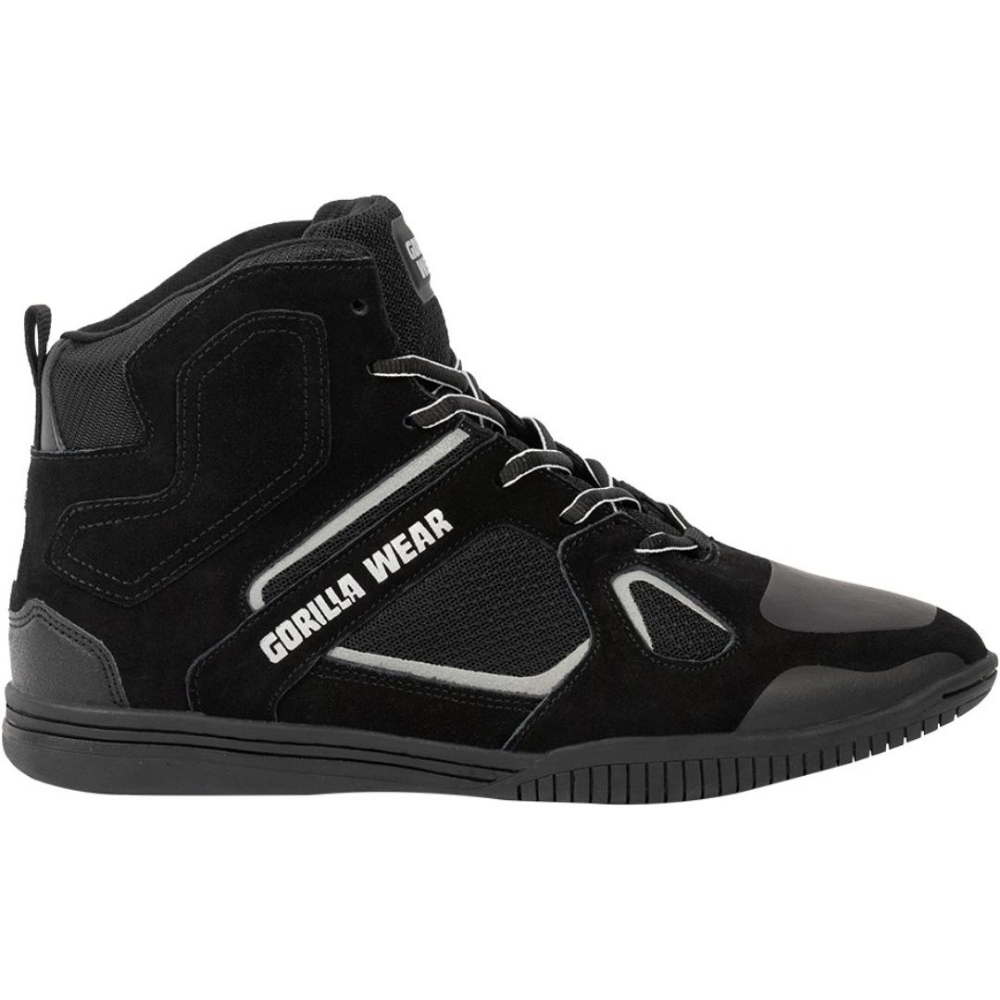 Gorilla Wear Troy High Top Bodybuilding Shoes - Black/Gray - Premium Powerlifting & Gym Shoes
