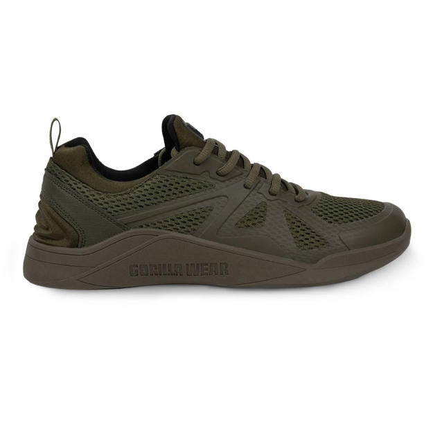 Explore the Army Green Gorilla Wear Hybrids, designed for functional training and weight lifting. These gym shoes feature a soft breathable mesh exterior, rubber support on crucial areas, and a soft heel clip for rearfoot stability. The versatile outsole is suitable for both gym and outdoor workouts. Elevate your performance with high spring EVA insoles and high-density foam. Shop online in UAE for style and functionality