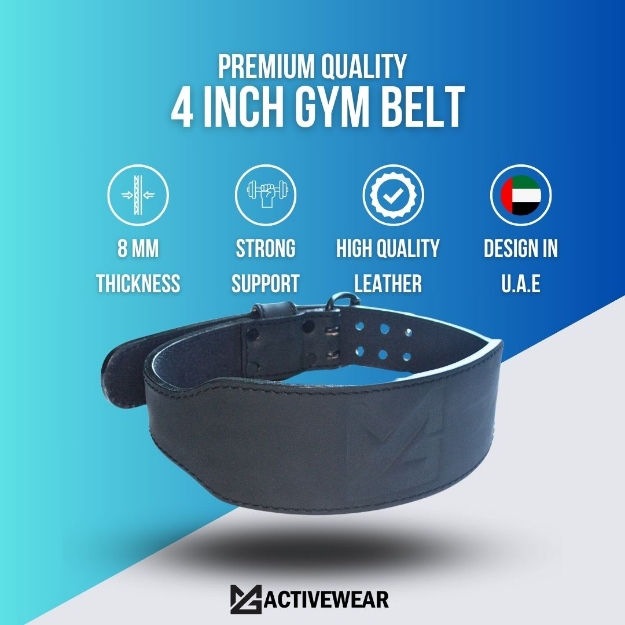 This gym belt is made with buffalo  leather . It features solid 8 mm thickness for strong heavy weight lifting support. Shop online in UAE at MG Activewewear
