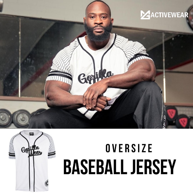 Picture of Gorilla Wear 82 Baseball Jersey Loose Fit| White