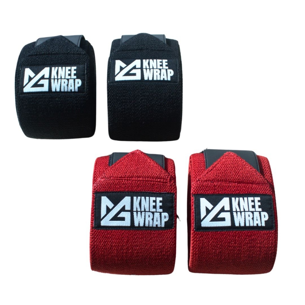 Might&Glory 200cm powerlifting knee wraps - black competition-grade squat support wraps with heavy-duty elastic