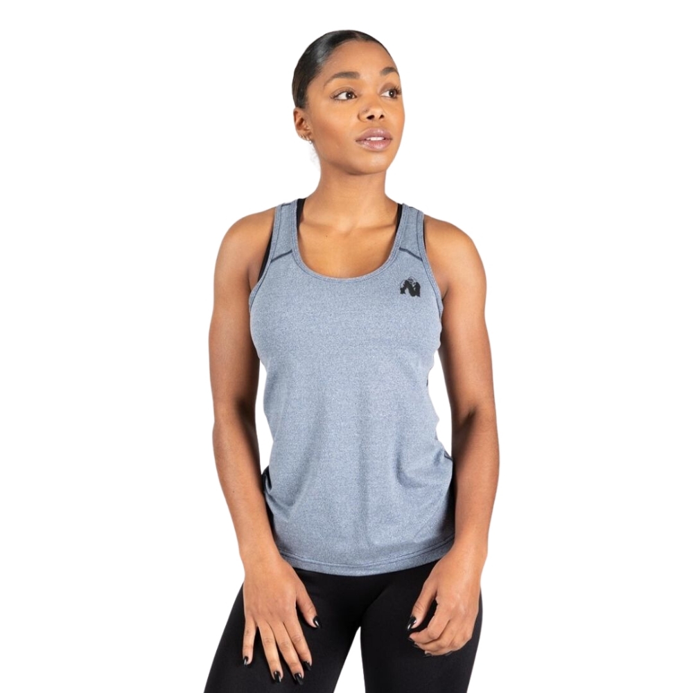 Light blue Gorilla Wear Aspen women’s tank top, slim-fit and breathable for CrossFit and gym training.