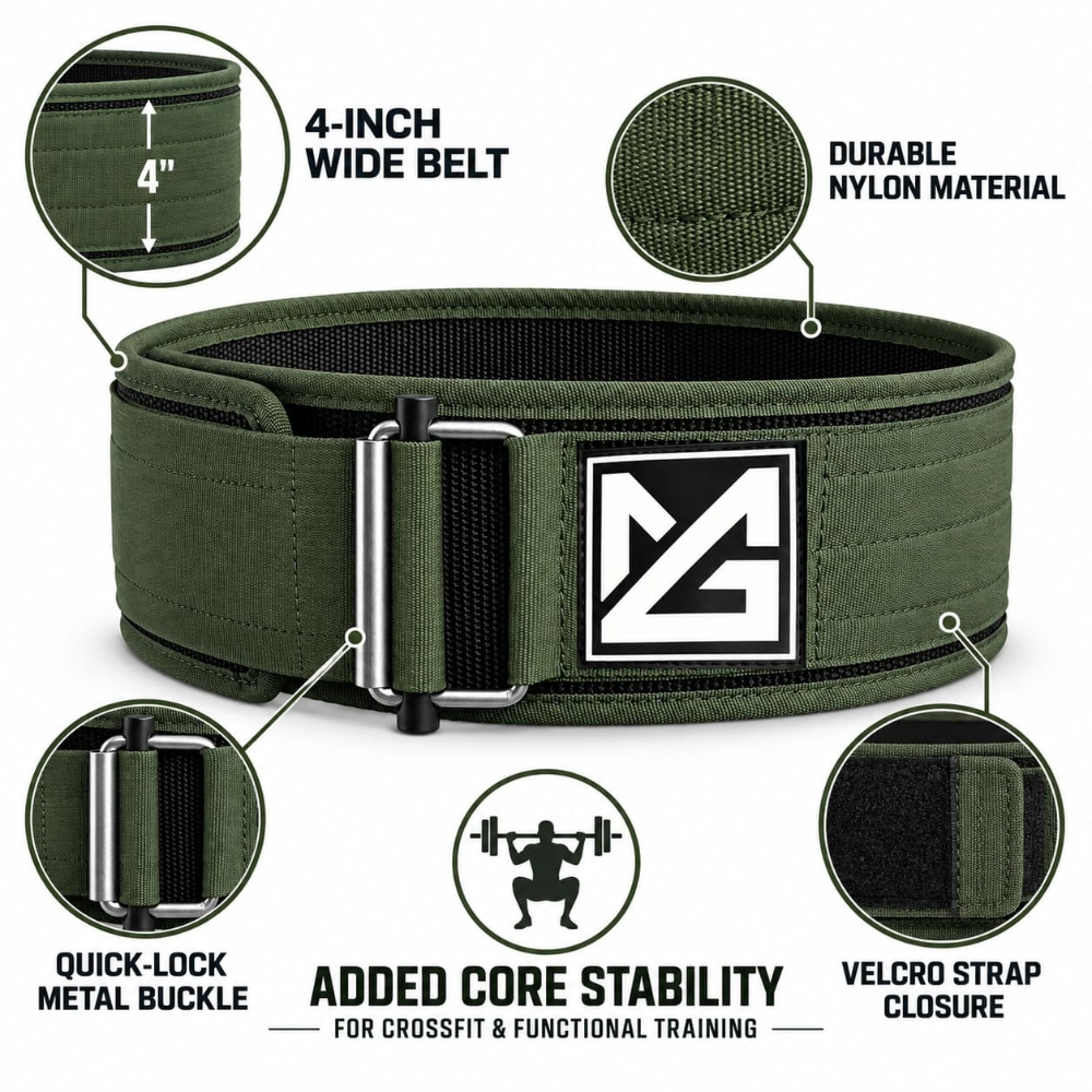 Picture of Might&Glory Nylon Weightlifting Belt | 4 Inch | Velcro Quick-Lock