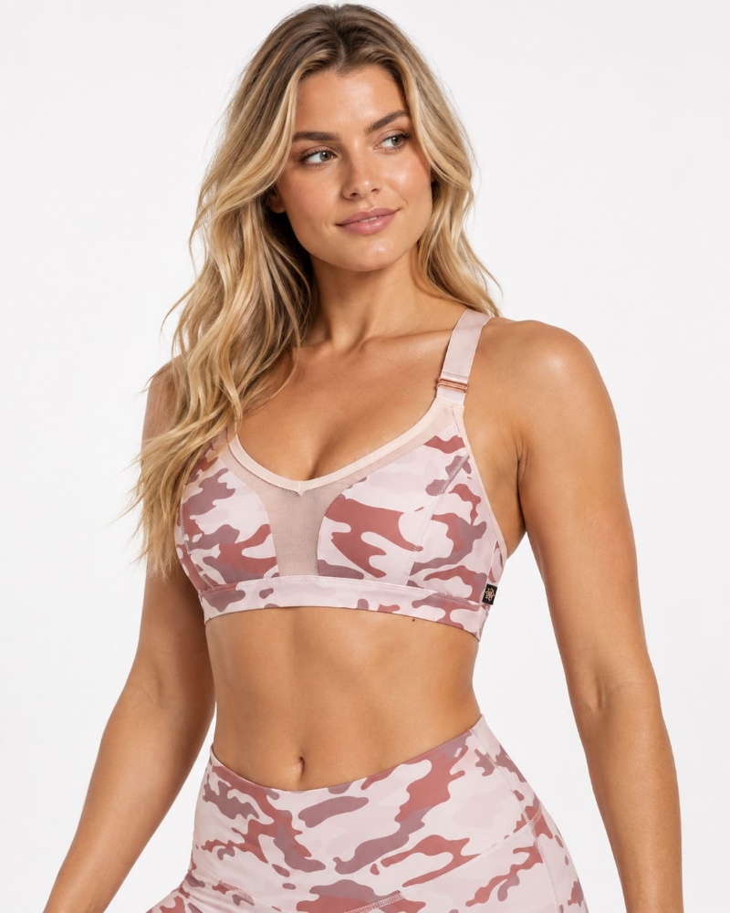 Picture of L'urv Army Of Love Sports Bra | Blush Camo | Mid Support
