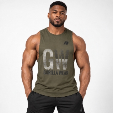 Picture of Gorilla Wear Dakota Bodybuilding Tank Top | Army Green | Slim Fit