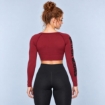 Picture of Better Bodies Bowery Performance Long Sleeve Crop Top | Sangria Red | Body Fit