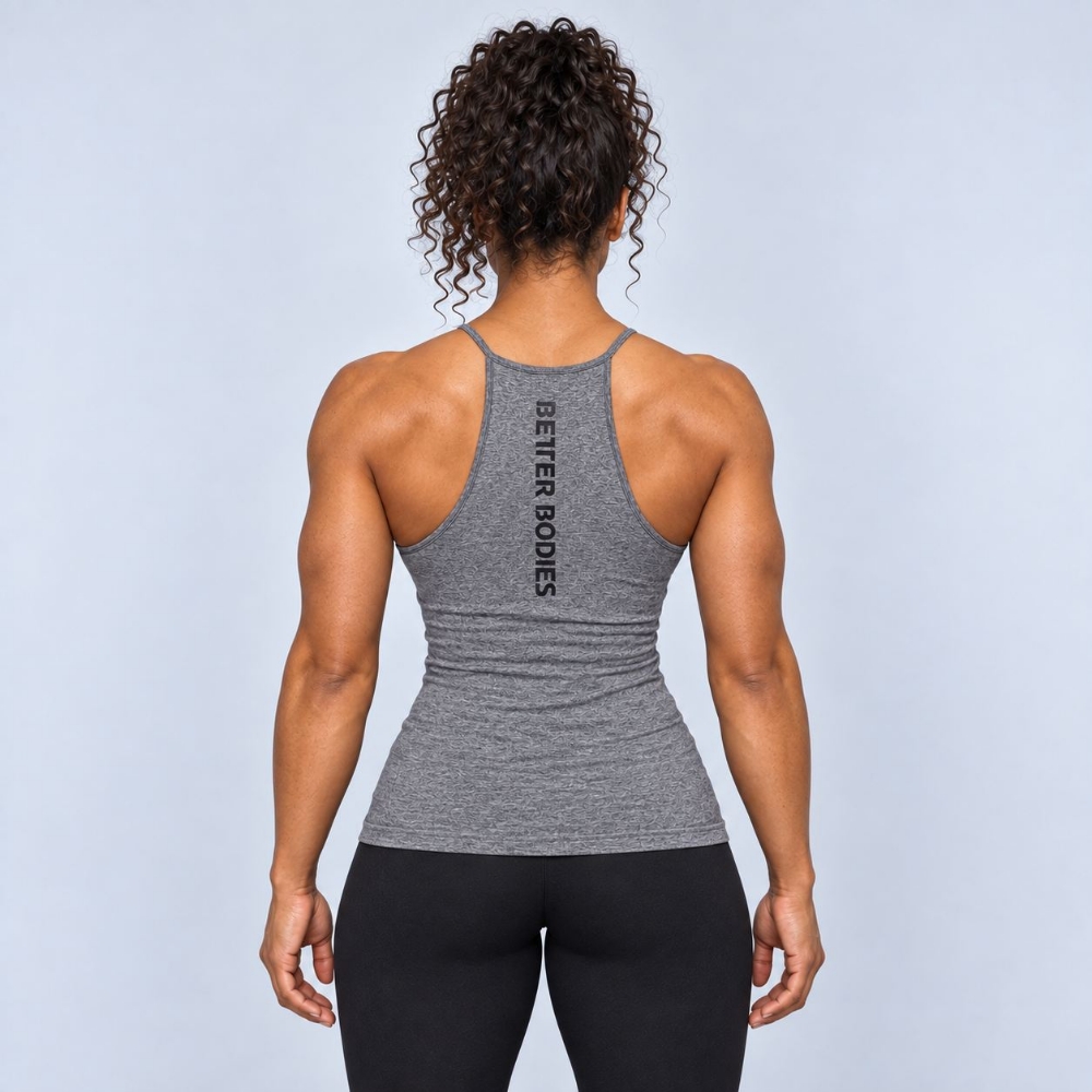 Picture of Better Bodies Performance Halter Crop Top | Grey | Slim Fit