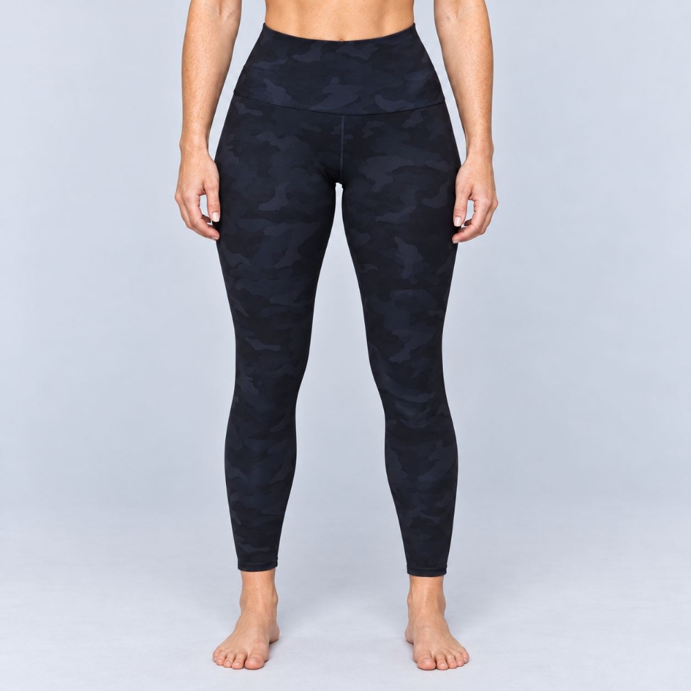 Picture of Onzie High Basic Midi Yoga Leggings | Black Gray Camo | High Waist