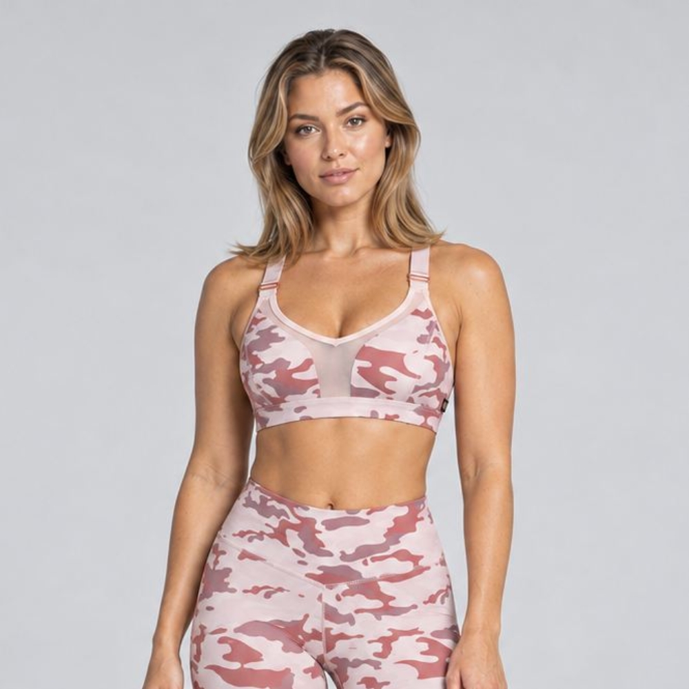 Picture of L'urv Army Of Love Sports Bra | Blush Camo | Mid Support