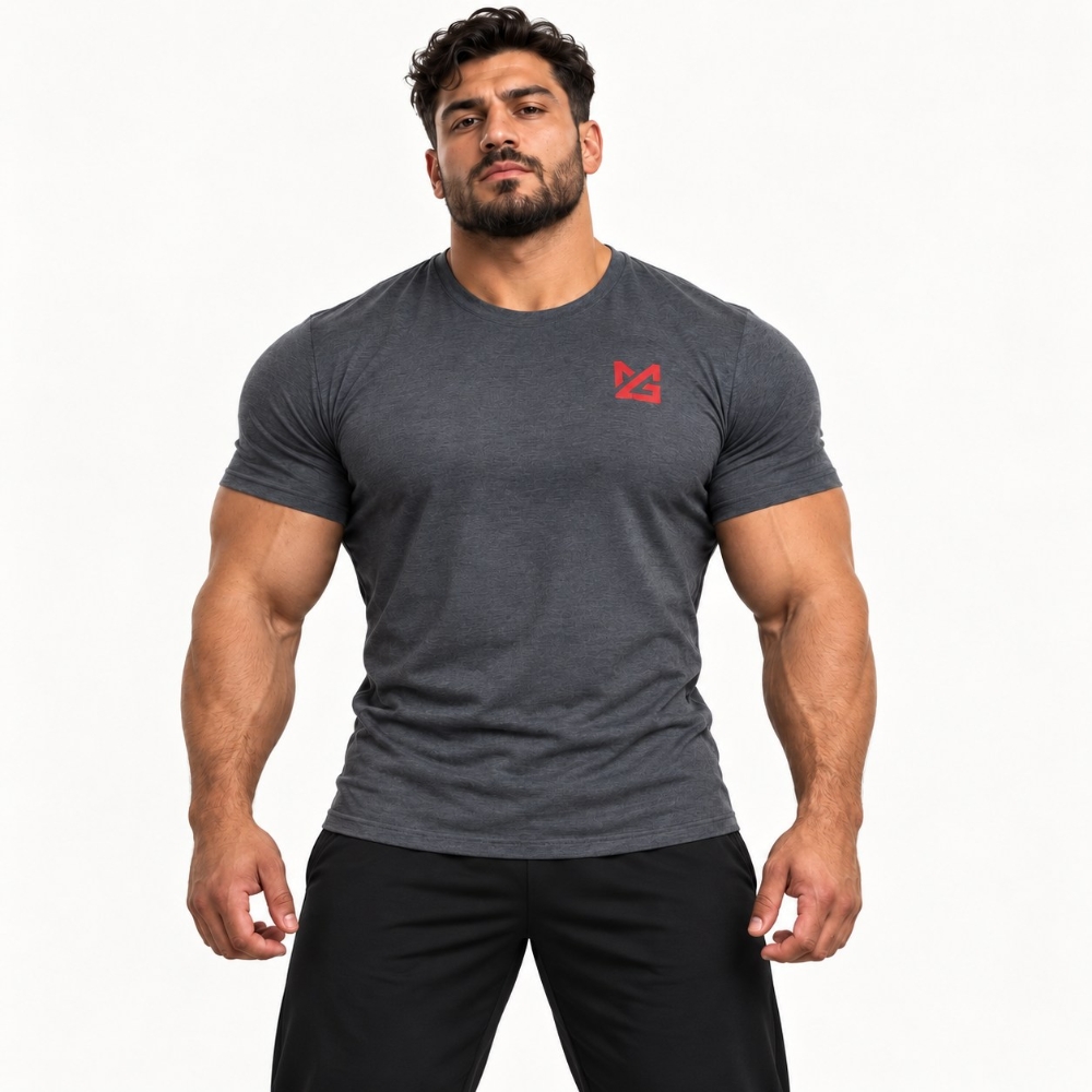 صورة تيشيرت جيم Heavy Duty من مايت اند جلوري | رمادي | قصة رياضية