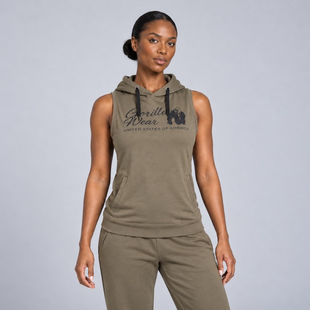 Picture of Gorilla Wear Selma Sleeveless Hoodie | Army Green