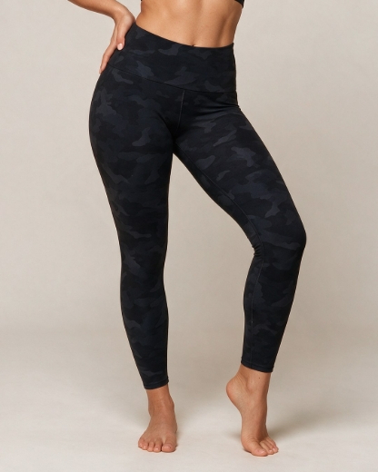 Onzie High Basic Midi Yoga Leggings Black Gray Camo