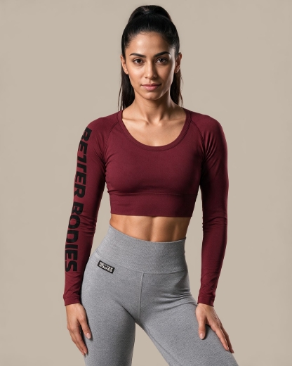 Better Bodies Bowery Performance Long Sleeve Crop Top - front