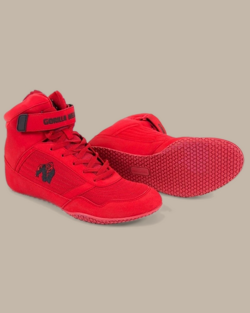 Red High Top Gym Shoes for Bodybuilding & Powerlifting - Gorilla Wear Stable Lifting Shoes