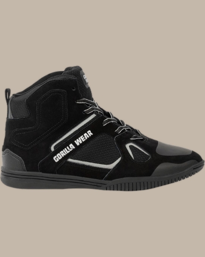 Gorilla Wear Troy High Top Bodybuilding Shoes - Black/Gray - Premium Powerlifting & Gym Shoes