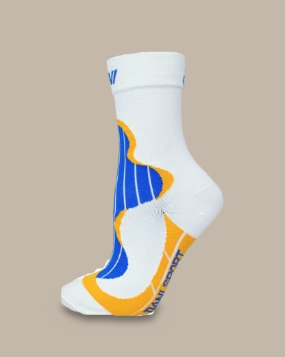 Compression Sports Socks - White Blue