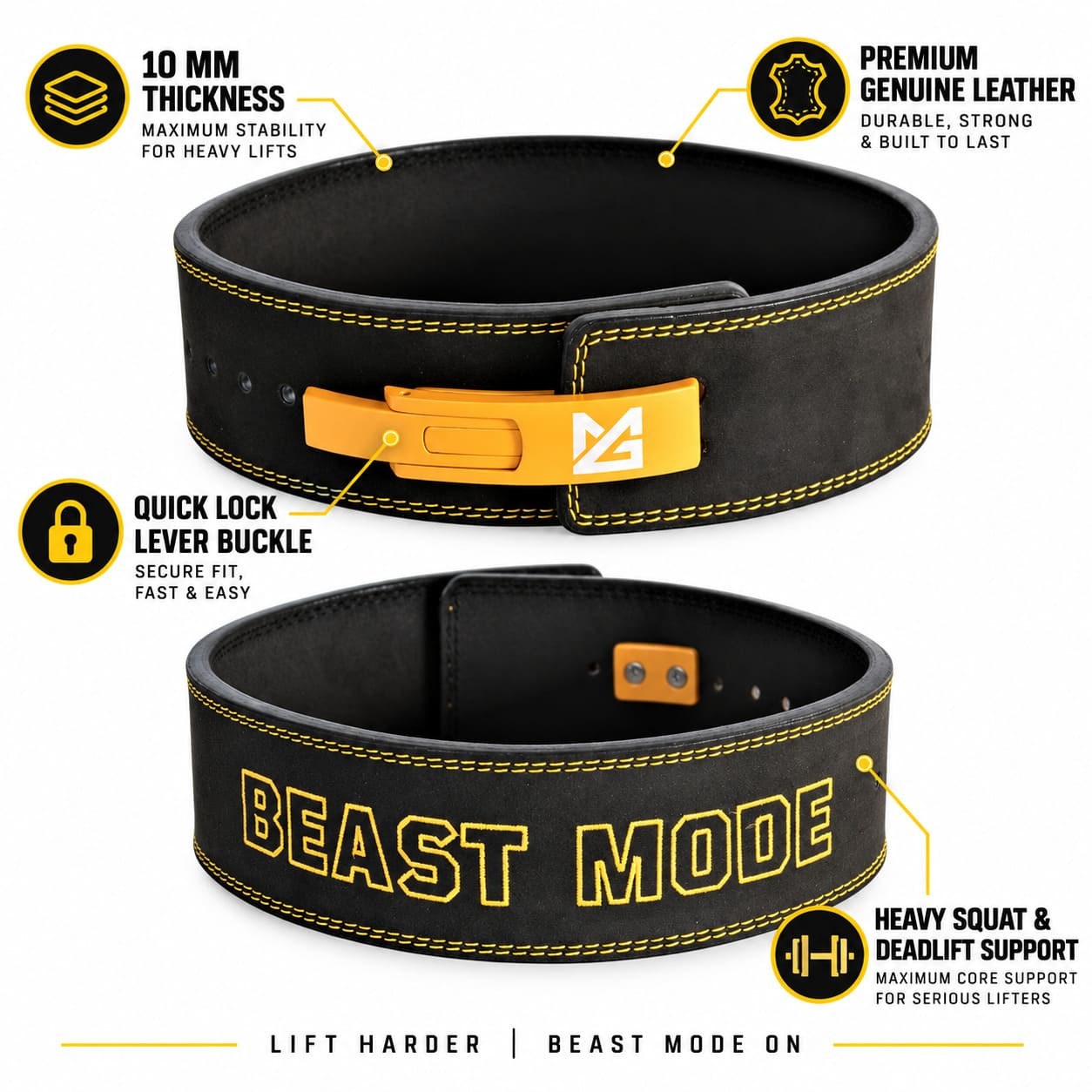 Might&Glory 10mm Powerlifting Lever Belt - photo 1
