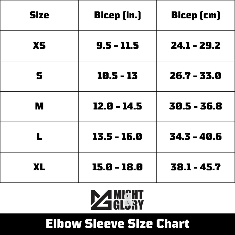 size chart for Elbow Sleeve