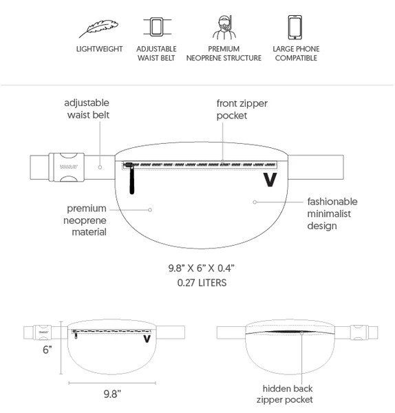 Vooray Urban Fanny Pack design details